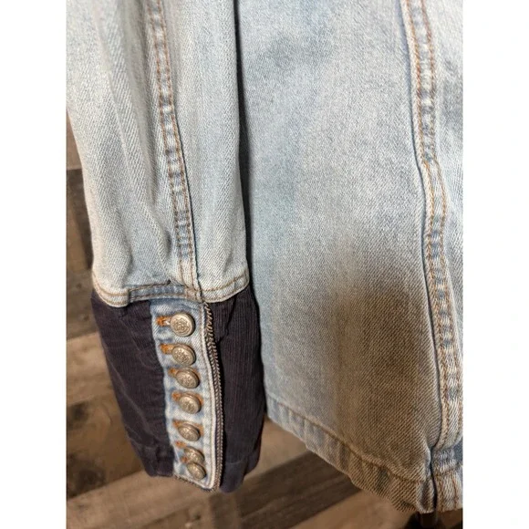 Free People Seamed Structured Military Blue Denim Jacket Women's Size Medium - Picture 6 of 10